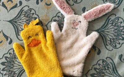 Making washcloths for Easter